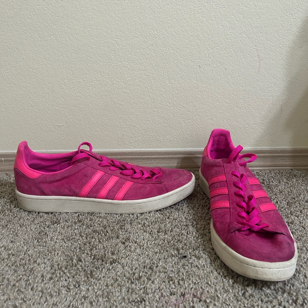 Adidas Campus Shock Pink Black Size 13 Men's Suede Lace Up Sneaker Skater Travel
